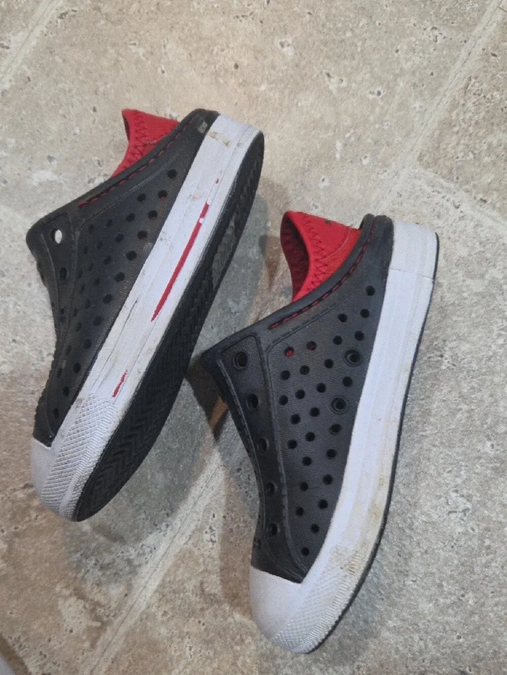 Skechers Kids Black and Red Slip-On Water Shoes